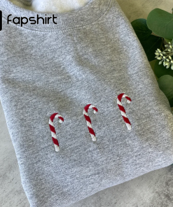 Embroidered Candy Cane Sweatshirt, Candy Cane Crewneck…