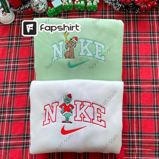 Grinch And Max  Christmas Embroidered Sweatshirt