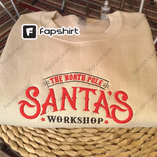 Santa Workshop Embroidered Christmas Sweatshirt