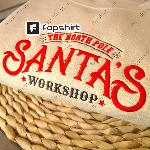 Santa Workshop Embroidered Christmas Sweatshirt