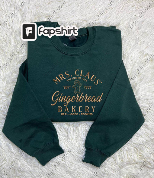 Santa Claus Gingerbread Bakery Christmas Embroidered Sweatshirt