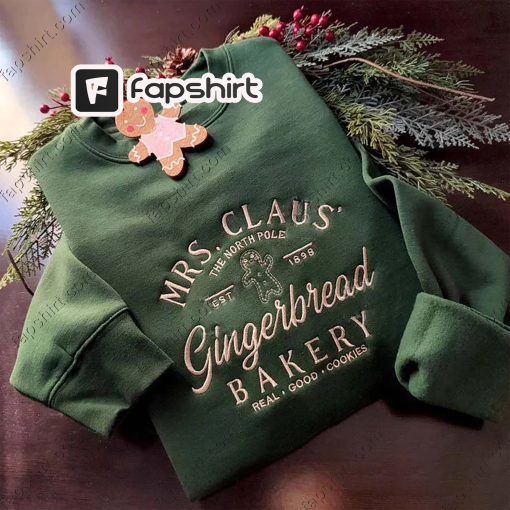 Santa Claus Gingerbread Bakery Christmas Embroidered Sweatshirt