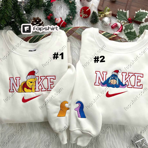 Winnie the Pooh And Eeyore Christmas Disney Embroidered Sweatshirts