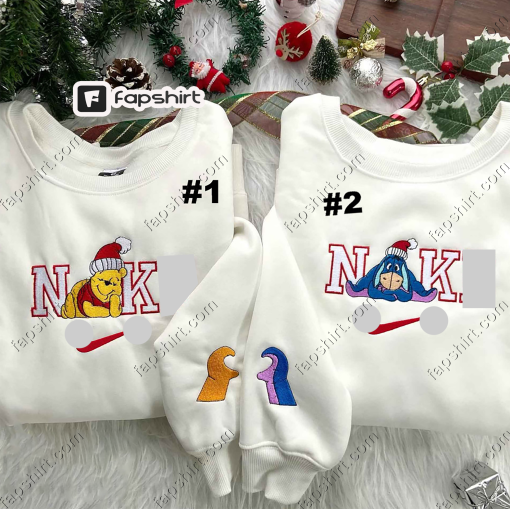 Winnie the Pooh And Eeyore Christmas Disney Embroidered Sweatshirts