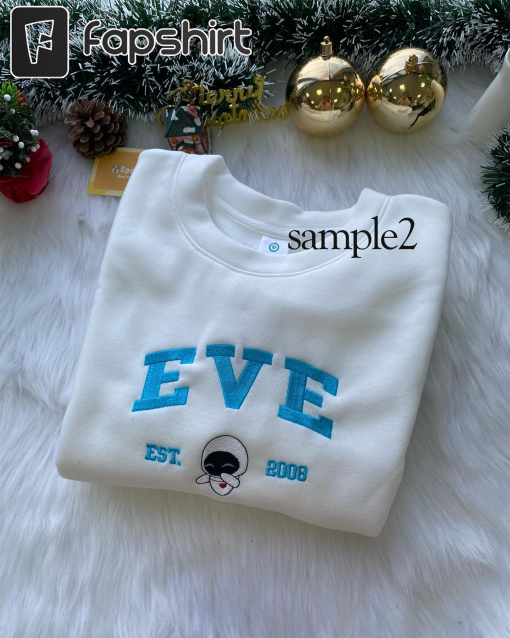 W.all-E and Ev.e Embroidered Crewneck, Wall-E Embroidered Sweatshirt, Vintage shirt, y2k embroidery Hoodie