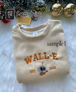 W.all-E and Ev.e Embroidered Crewneck, Wall-E Embroidered…