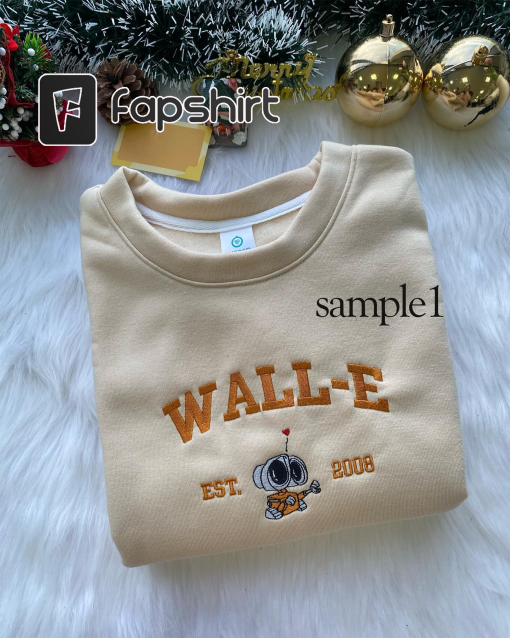 W.all-E and Ev.e Embroidered Crewneck, Wall-E Embroidered Sweatshirt, Vintage shirt, y2k embroidery Hoodie