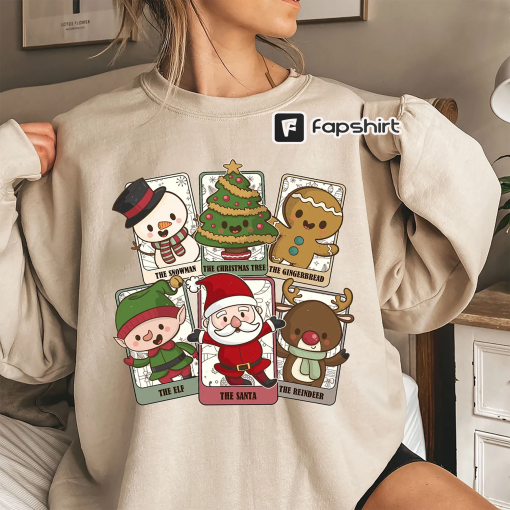 Tarot Card Christmas Sweatshirt, Retro Tarot Christmas Shirt, Christmas Santa Ghost, Christmas Gift, Tis the Season Christmas Tree Shirt