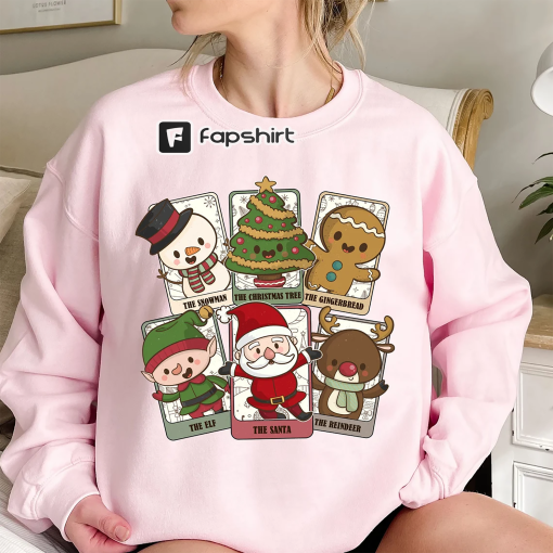 Tarot Card Christmas Sweatshirt, Retro Tarot Christmas Shirt, Christmas Santa Ghost, Christmas Gift, Tis the Season Christmas Tree Shirt