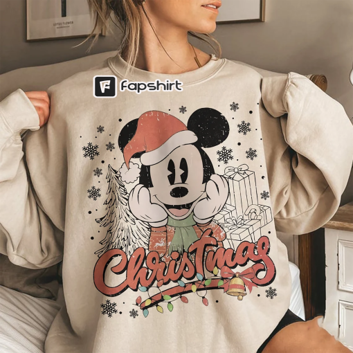 Vintage Disney Mickey Christmas Sweatshirt, Trendy Sweatshirt, Disneyland Sweatshirt, Disney Christmas Sweatshirt, Christmas Sweatshirt