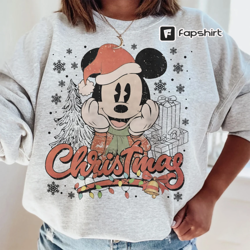 Vintage Disney Mickey Christmas Sweatshirt, Trendy Sweatshirt, Disneyland Sweatshirt, Disney Christmas Sweatshirt, Christmas Sweatshirt