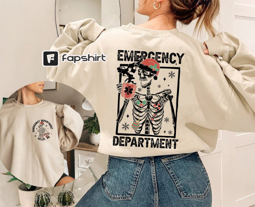 Emergency Department Christmas, Skeleton Christmas Sweatshirt, Nurse Skeleton Shirt, ER Crew Christmas Shirt, Er Christmas Gift For Nurse