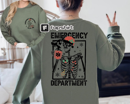 Emergency Department Christmas, Skeleton Christmas Sweatshirt, Nurse Skeleton Shirt, ER Crew Christmas Shirt, Er Christmas Gift For Nurse