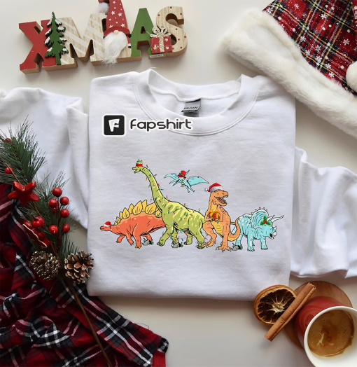 Dinosaur Christmas Lights Sweatshirt, T-Rex Merry Christmas Sweater, Dino Lover Xmas Shirt, Christmas Gifts, Christmas Kids Shirt,Xmas Shirt