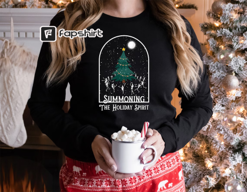 Summoning The Holiday Spirit Christmas Trees Sweatshirt, Christmas Yule Tree Sweater, Christmas Season Crewneck, Christmas Gifts