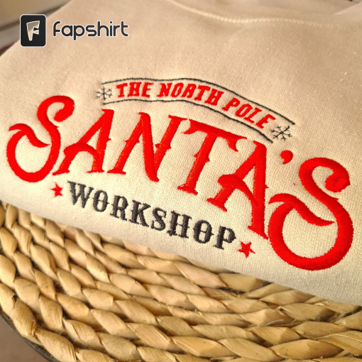 Santa Workshop Embroidered Christmas Sweatshirt