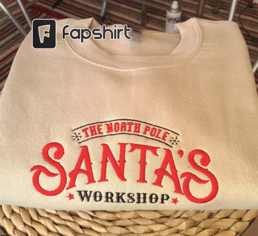 Santa Workshop Embroidered Christmas Sweatshirt