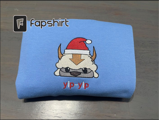 Ap.pa Av.ata.r Embroidered sweatshirt, Christmas Bison custom design sweatshirt, Christmas yip yip Appa crewneck