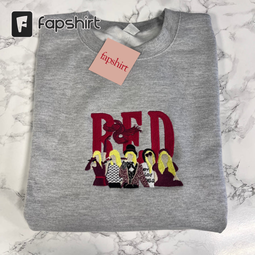 Red Album T-Shirt, Eras Tour Shirt, Taylor Swiftie Shirt, Red Track List Taylor Swift Shirt, Taylor Swiftie Embroidered sweatshirt