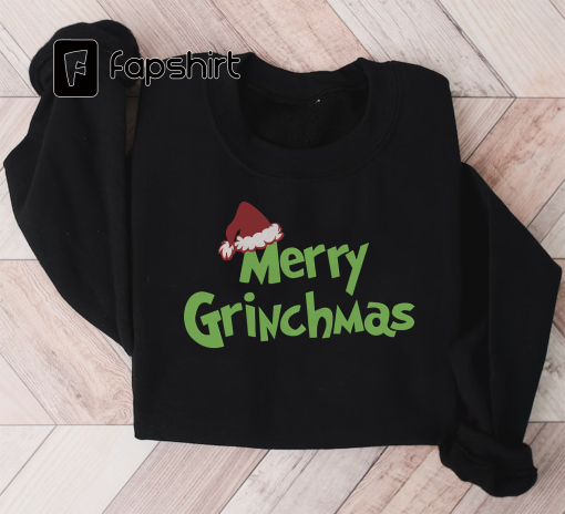 Merry Grinchmas Embroidered Sweatshirt, Grinch Xmas Embroidered Crewneck, Grinch Christmas Embroidered Sweatshirt, Grinch Xmas Gift