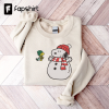 Embroidered Peanuts Inspired Sno.opy and Woodstock Christmas with Christmas Lights Crewneck Sweatshirt, Funny Sno.opy Christmas Sweater