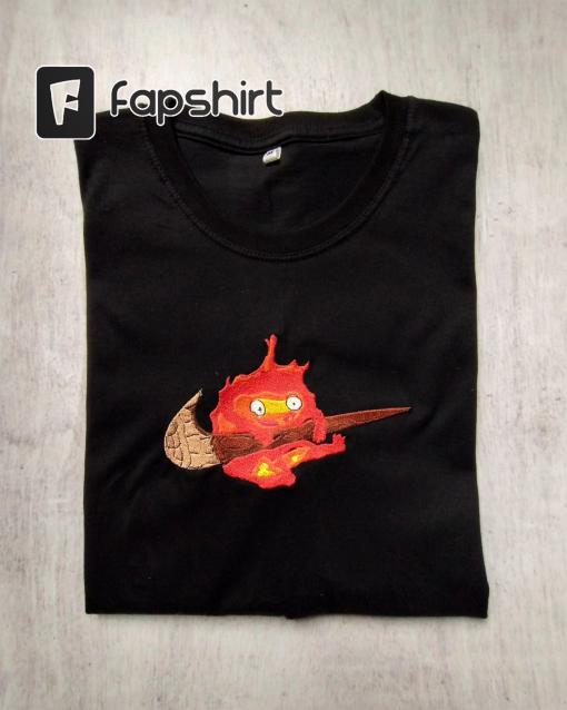 Cute Calcifer! Embroidered Crewneck | Anime Themed Sweatshirt, Pullover, Gift