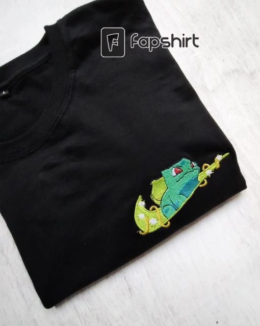 Bulbasaur Pokemon Embroidered Tee, Bulbasaur Embroidered Shirt, Bulbasaur Sweatshirt, Bulbasaur Embroidered Hoodie, Birthday Gifts