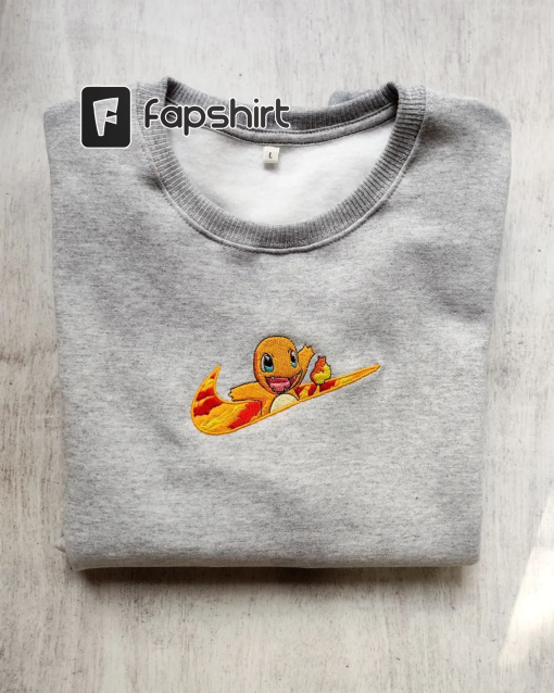 Pokemon Charmander Embroidered Hoodie; Pokemon embroidered sweatshirt; Pokemon embroidery; Pokemon Hoodies; Pokemon Dragonite sweatshirt