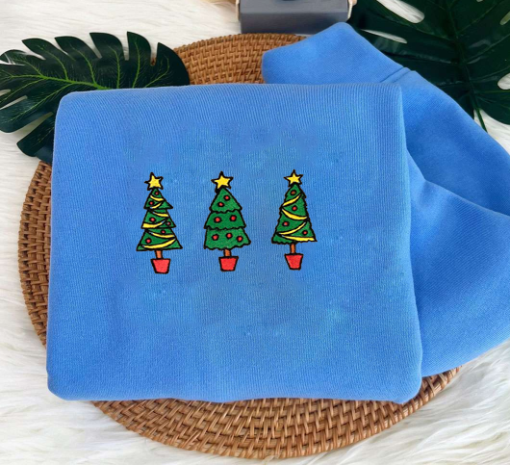 Christmas Tree Embroidered Sweatshirt