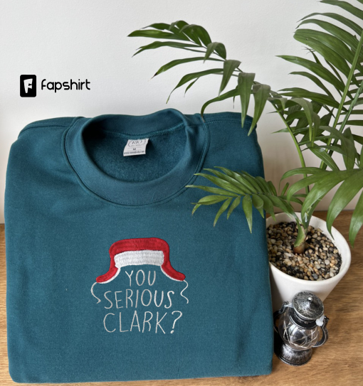 Are You Serious Clark Embroidered Sweatshirt – Griswold Family Christmas – Griswold Christmas- Christmas Gift – Funny Crewneck- Griswold