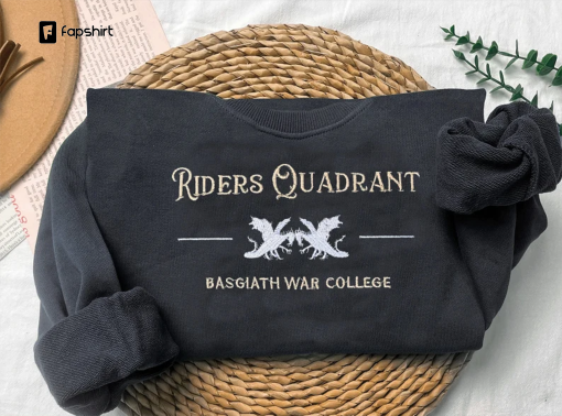 Fourth Wing Embroidered Sweatshirt, Basgiath War College Shirt, Dragons Fantasy Reader Shirt, Violet Sorrengail, Riders quadrant