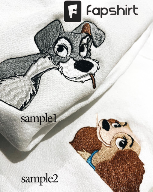 Lady and The Tramp Embroidered Sweatshirt, Cute T-shirt, Couple Hoodie