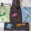 Pokemon Gengar and Mew Embroidered Hoodie; Pokemon Gengar embroidered sweatshirt; Pokemon Mew embroidery; Matching couble