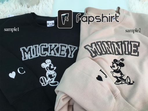 Embroidered Disney couple sweatshirt, Mickey Minnie Embroidered sweatshirt, Disneyland Embroidered sweatshirt, Anniversary Gifts