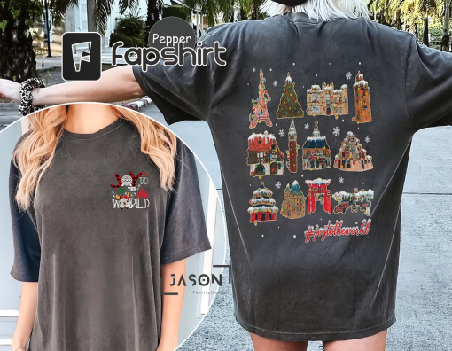 2 sided Joy to the world Disney Christmas shirt, WDW Epcot world tour Christmas sweatshirt, Mickey’s very merry Christmas party 2023 shirts