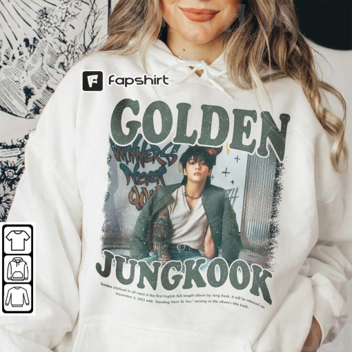 BTS Jungkook Kpop Sweatshirt, Golden Album Tee v4, Bangtan Jung Kook JK Shirt, Vintage Retro Unisex Merch Hoodie Bootleg