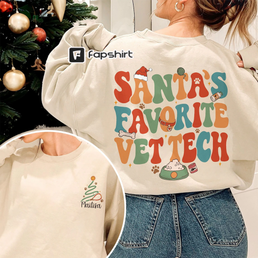 Vet Tech Christmas Sweatshirt, Veterinary Technician Gift, Christmas Gift For Veterinarian, Santa’s Favorite Vet Tech Shirt