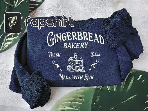 Gingerbread Bakery Embroidered Christmas Sweatshirt, Crewneck pullover