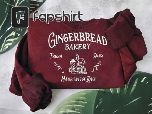 Gingerbread Bakery Embroidered Christmas Sweatshirt, Crewneck pullover