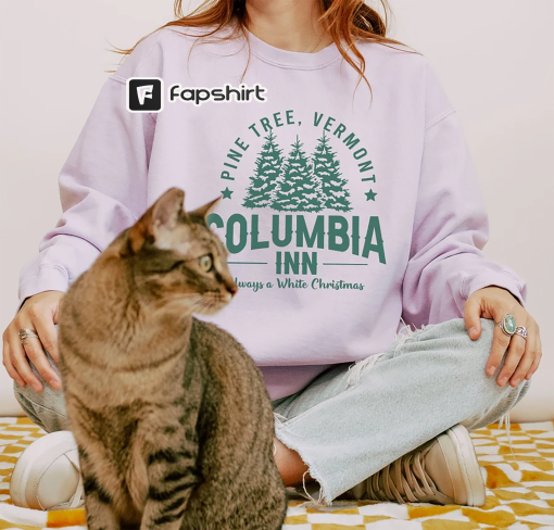 Retro Columbia Inn Pine Tree Vermont Comfort Colors Sweatshirt, Always a White Christmas Sweater, Vintage Christmas Movie Sweatshirt