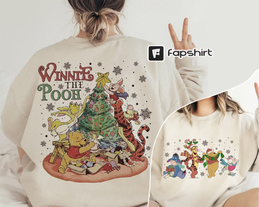 Winnie The Pooh Christmas Tree Sweatshirt, The Most Wonderful Time Of The Year Winnie The Pooh Christmas Lights Sweatshirt, Disneyland Xmas