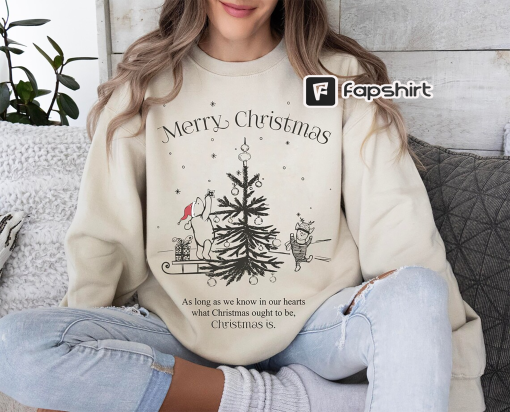 Vintage Winnie The Pooh Christmas Sweatshirt Merry Christmas Tree Sweatshirt Disneyland Christmas Sweatshirt Disneyworld Xmas Pooh Shirt