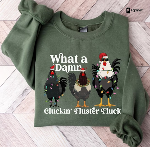 Christmas Chicken Sweatshirt, Funny Christmas Shirt, Chicken Lover Gift, Chicken Holiday Shirts, Womens Holiday Sweaters, Christmas Crewneck