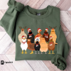 Christmas Chickens Sweatshirt, Cute Chicken Farm Animals Holiday Shirt, Trendy Santa Hat Animal Farmer Heiffer Bull Gift Holidays Crewneck