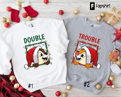 Chip and Dale Christmas Shirt, Disney Christmas Trip Shirt, Double Trouble Shirt, Disney Family Christmas Shirt, Christmas Couple Shirts