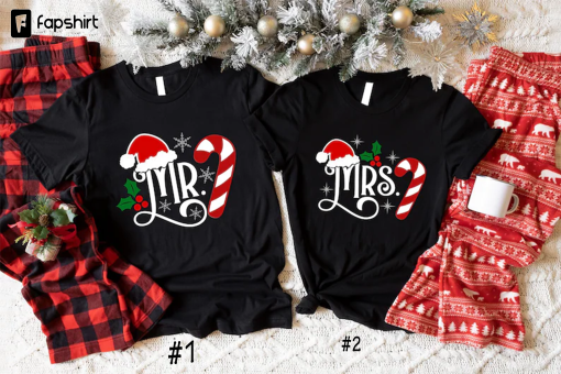 Mr And Mrs Couple Shirts, Couples Christmas T-Shirt, Matching Husband Wife Christmas Party, Christmas Wedding, Holiday Family Mom Dad Shirt