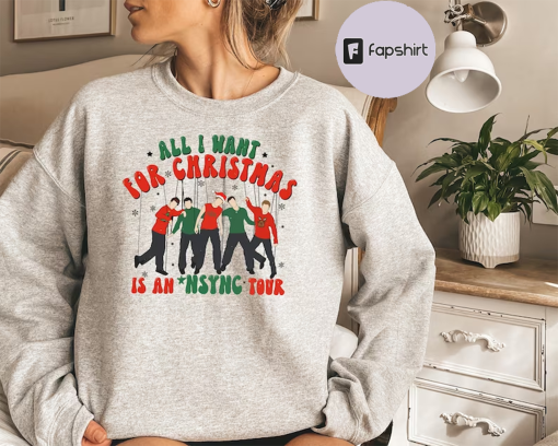 All I Want For Christmas Is An Nsync Tour Sweatshirt, Nsync Go On Tour Sweater, In My Nsync Reunion Era, Nsync Cassette Christmas Shirt