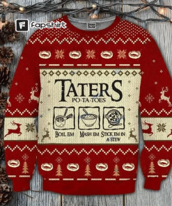 Taters Potatoes Red Ugly Christmas Sweater, Xmas…