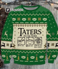 Taters Potatoes Red Ugly Christmas Sweater, Xmas…