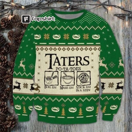 Taters Potatoes Red Ugly Christmas Sweater, Xmas Sweater, Ugly Sweater 2023, Personalized Christmas Sweater, Merry Christmas Sweater 2023